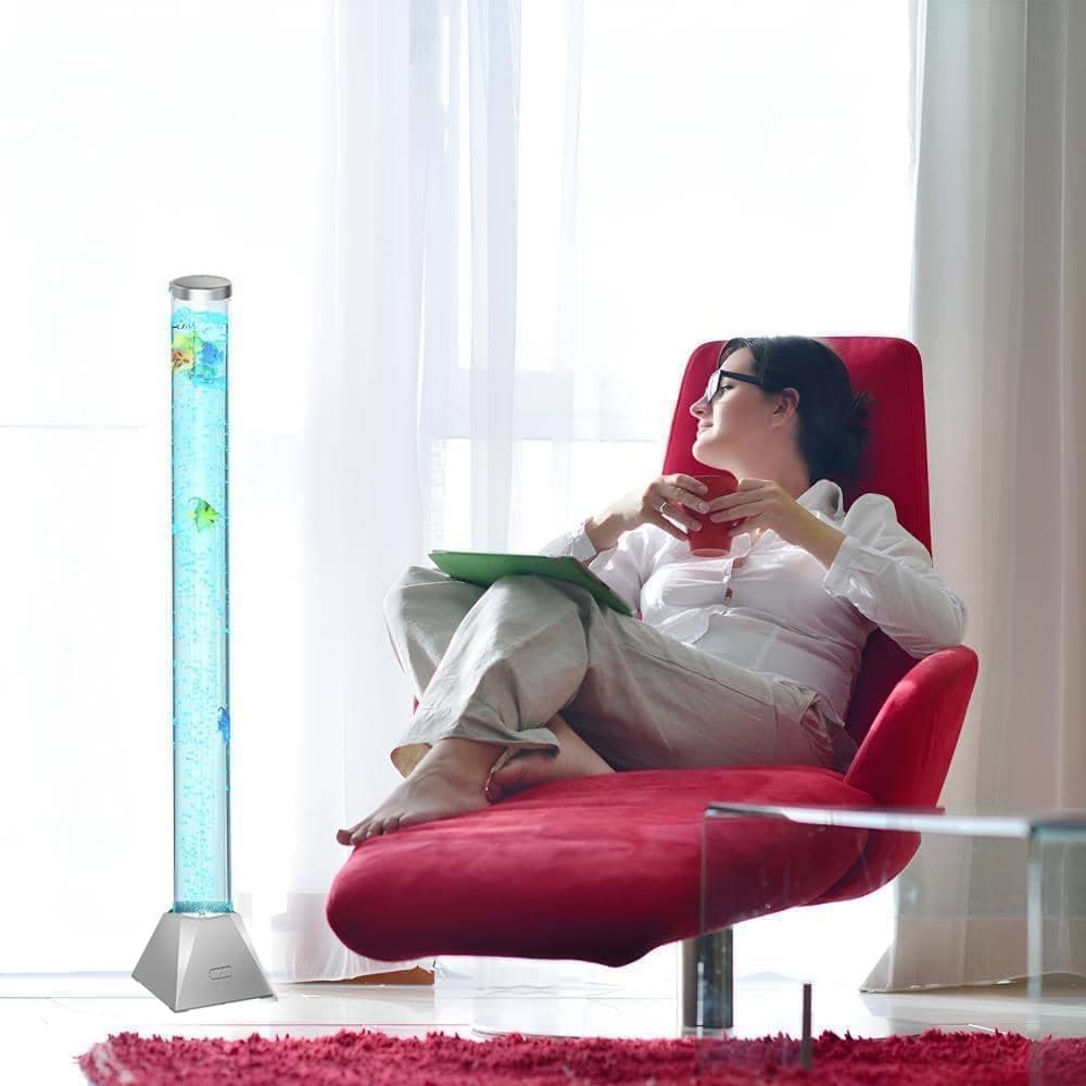 CALOVER 4FT Silver Sensory Bubble Tube Floor Lamp thumbnail 2