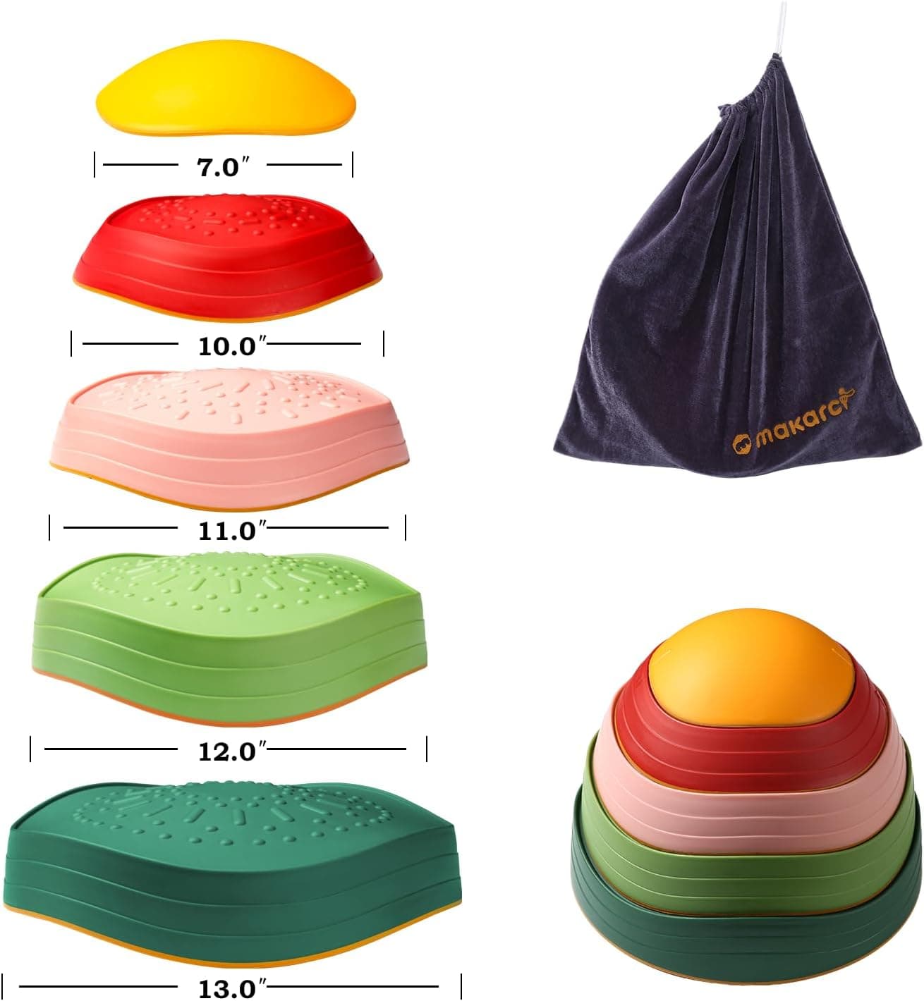 makarci Balance Stepping Stones (Non-Slip, 6 Pack) thumbnail 3