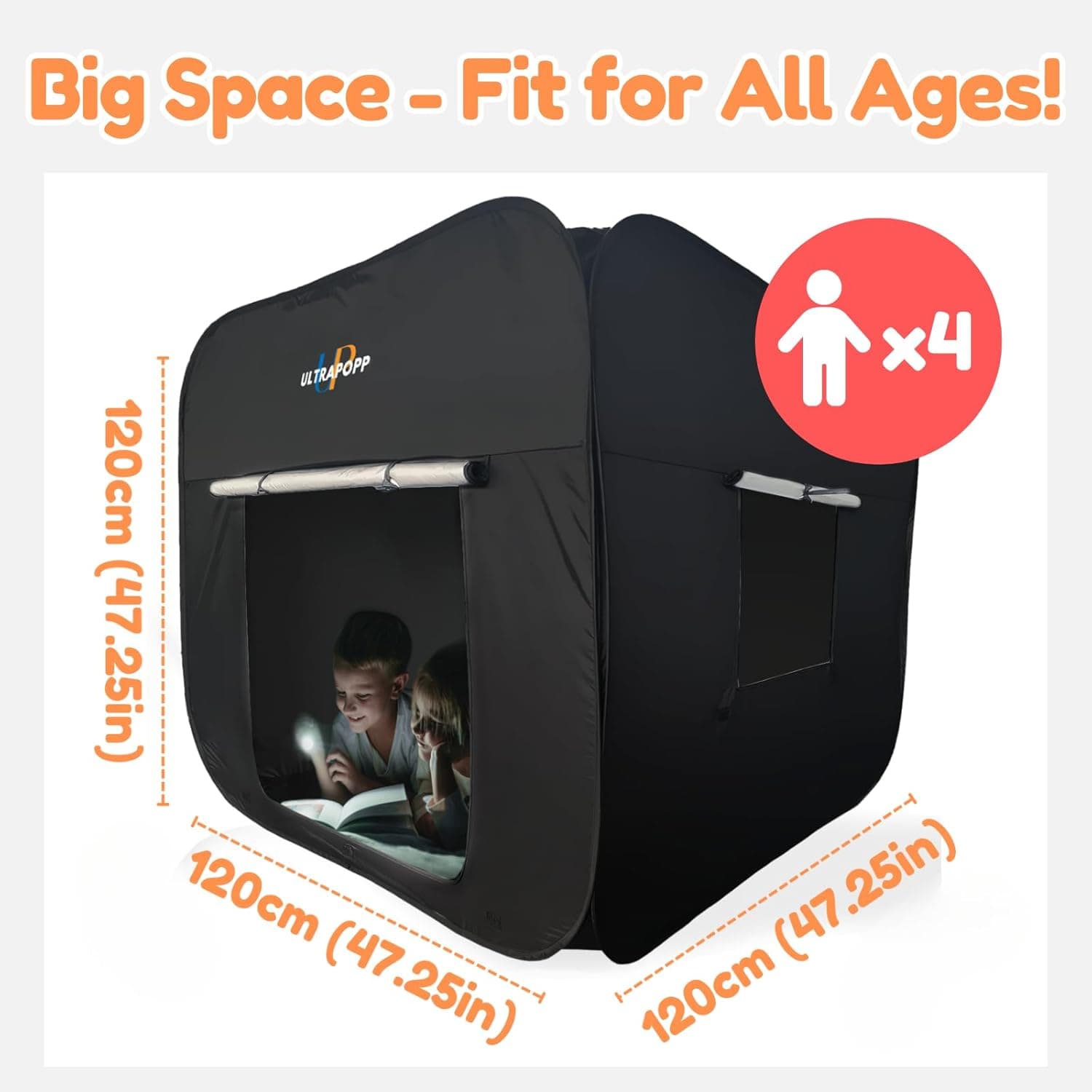 Pop-up Sensory Tent for Kids (Extra Large 47x47) thumbnail 2