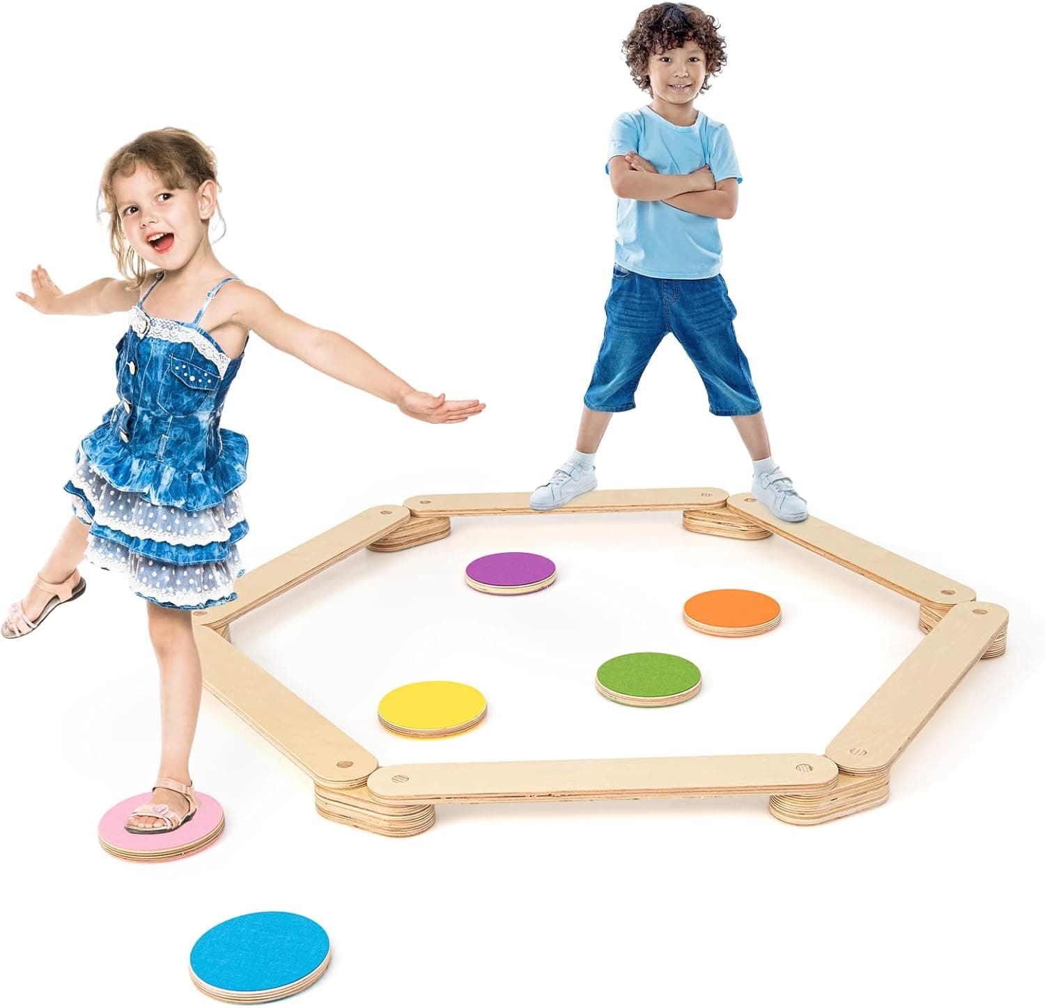 HONEY JOY Wooden Balance Beam & Stepping Stones