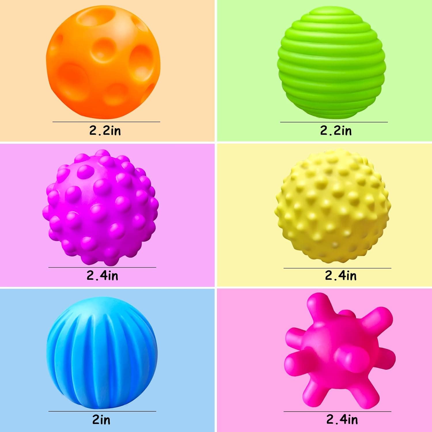 Sensory Balls for Toddlers (6 Pack, Soft & Textured) thumbnail 3