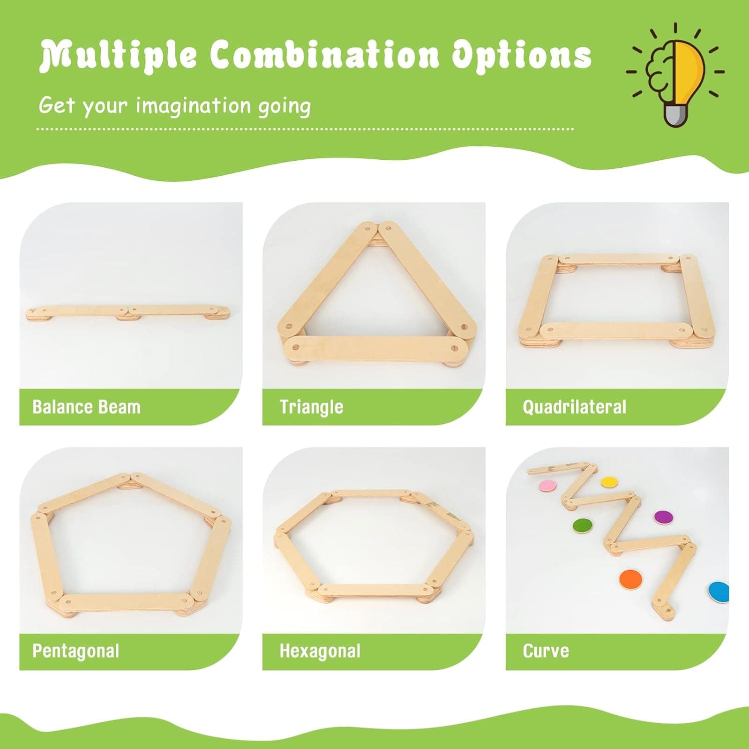 HONEY JOY Wooden Balance Beam & Stepping Stones thumbnail 2