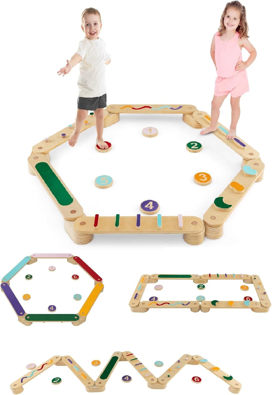 INFANS Wooden Balance Beam Stepping Stones (12 Piece)