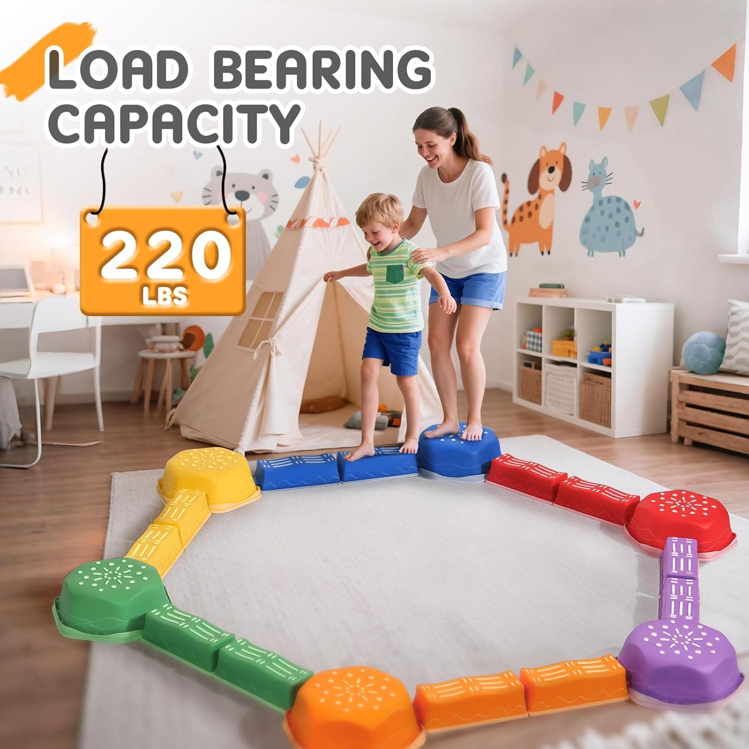 18 Piece Balance Beam Obstacle Course for Kids thumbnail 2