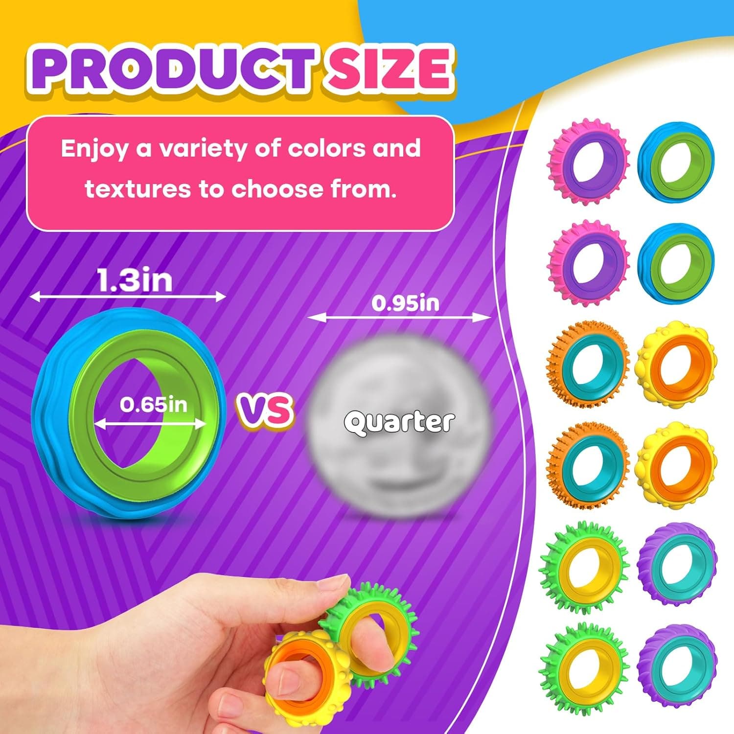 Fidget Sensory Rings for Kids (12 Pack) thumbnail 4