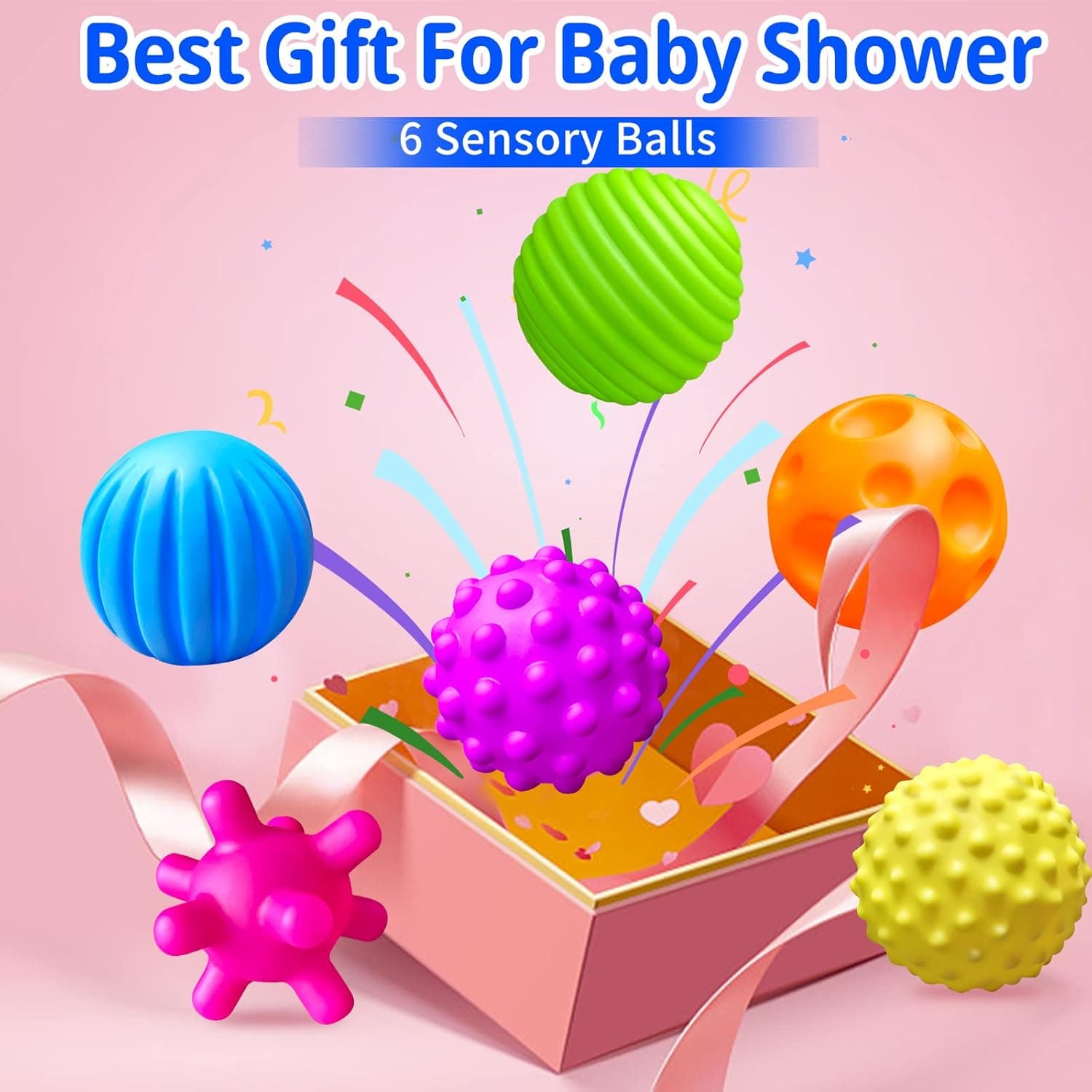 Sensory Balls for Toddlers (6 Pack, Soft & Textured) thumbnail 2