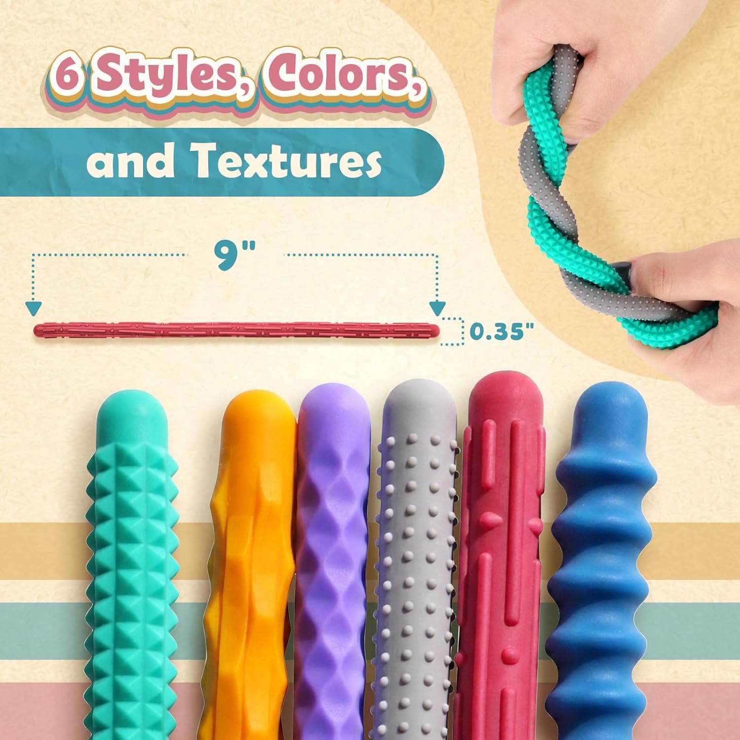 Quiet Silicone Fidget Stick — Textured Sensory Toy thumbnail 2