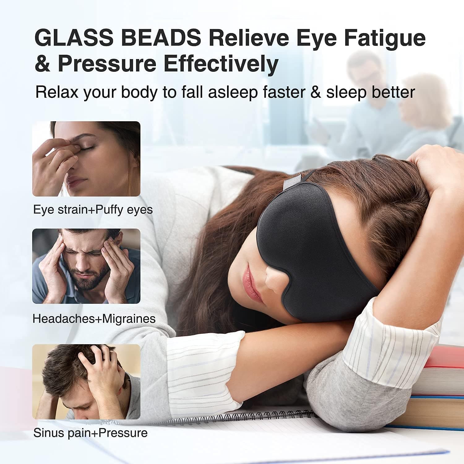 YFONG Weighted Sleep Mask (3D Blocking, 4.2oz) thumbnail 3