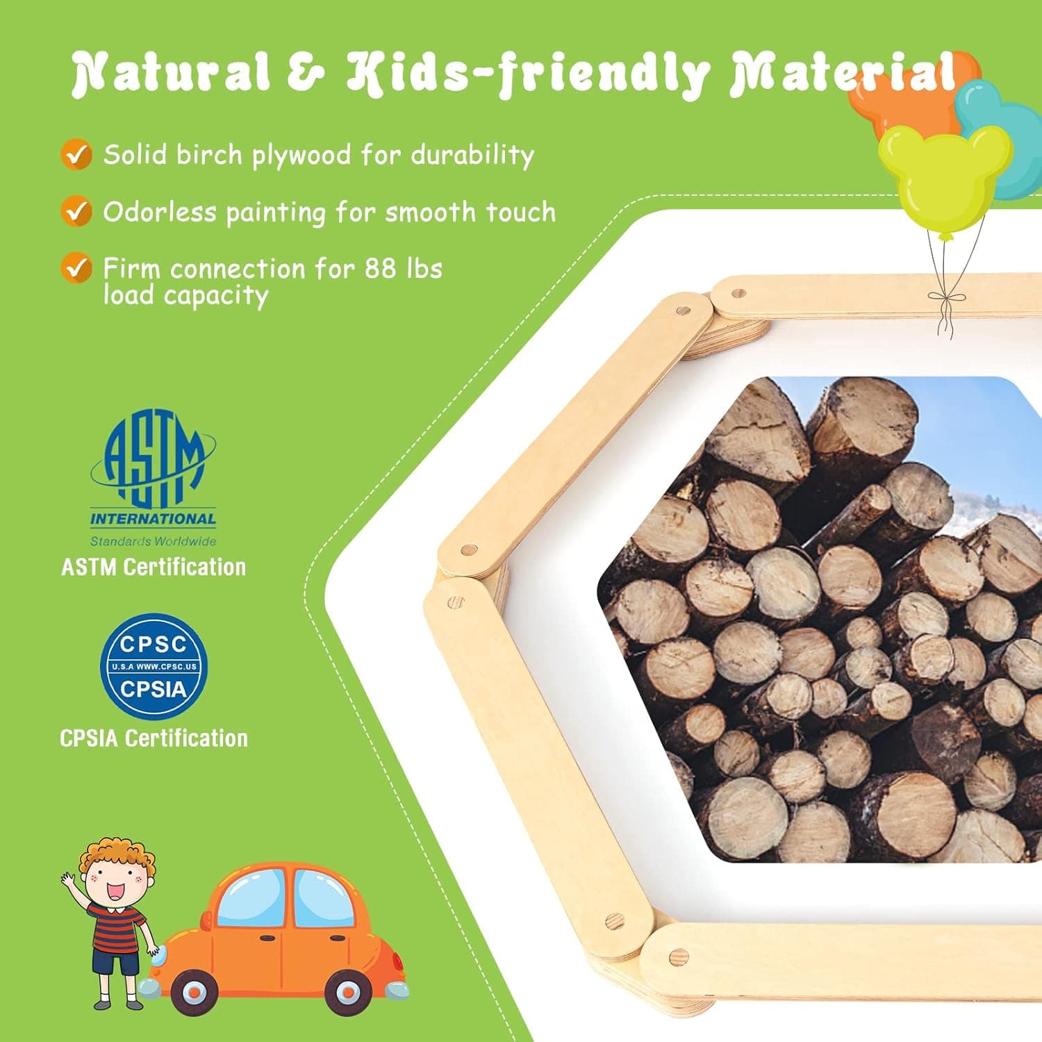 HONEY JOY Wooden Balance Beam & Stepping Stones thumbnail 5