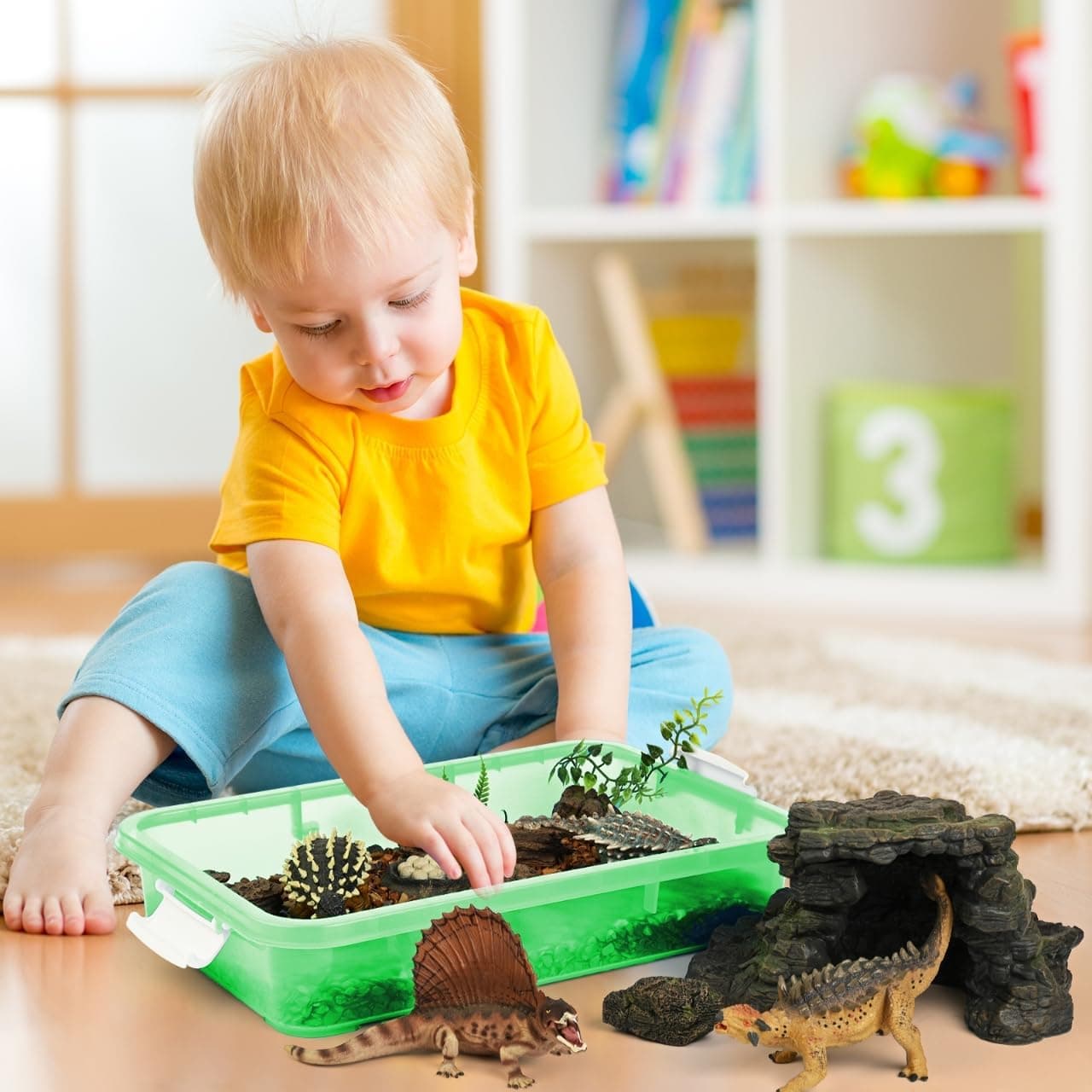 Portable Sensory Bin Tray with Lid (15 inch, Green) thumbnail 5