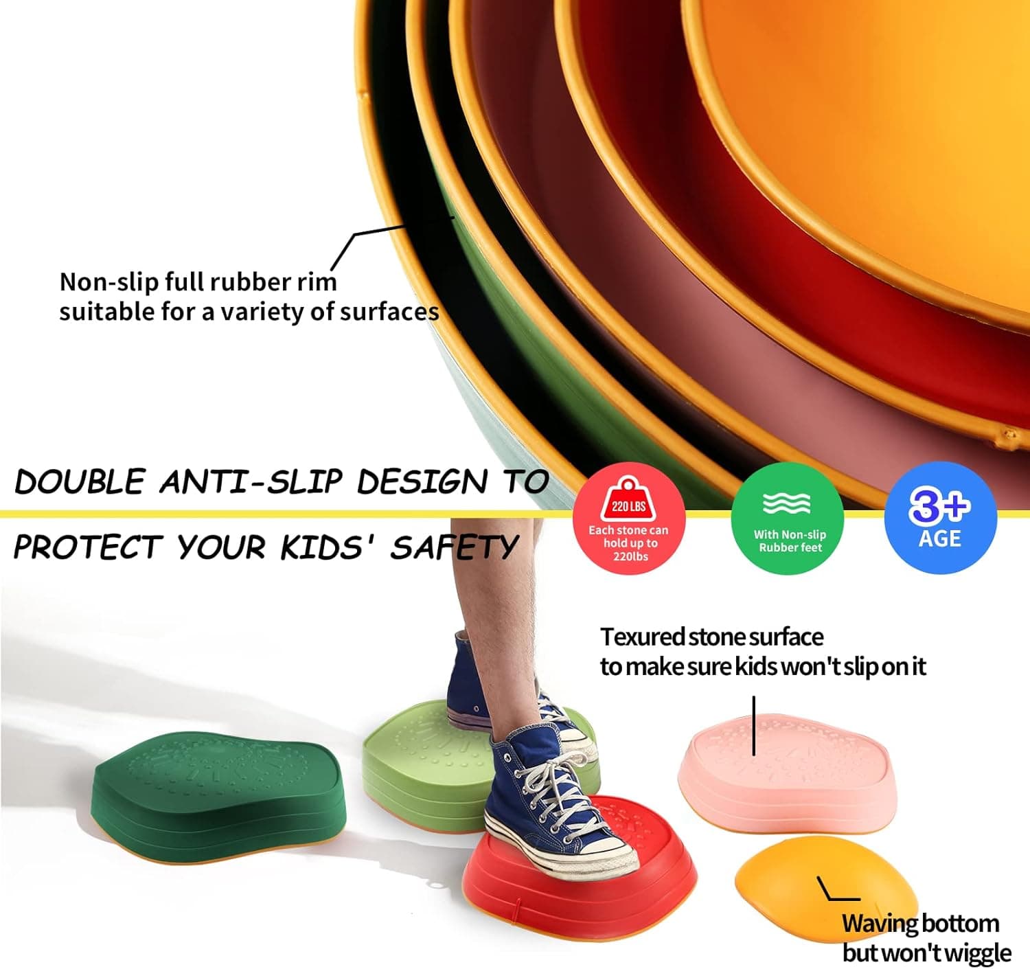 makarci Balance Stepping Stones (Non-Slip, 6 Pack) thumbnail 2