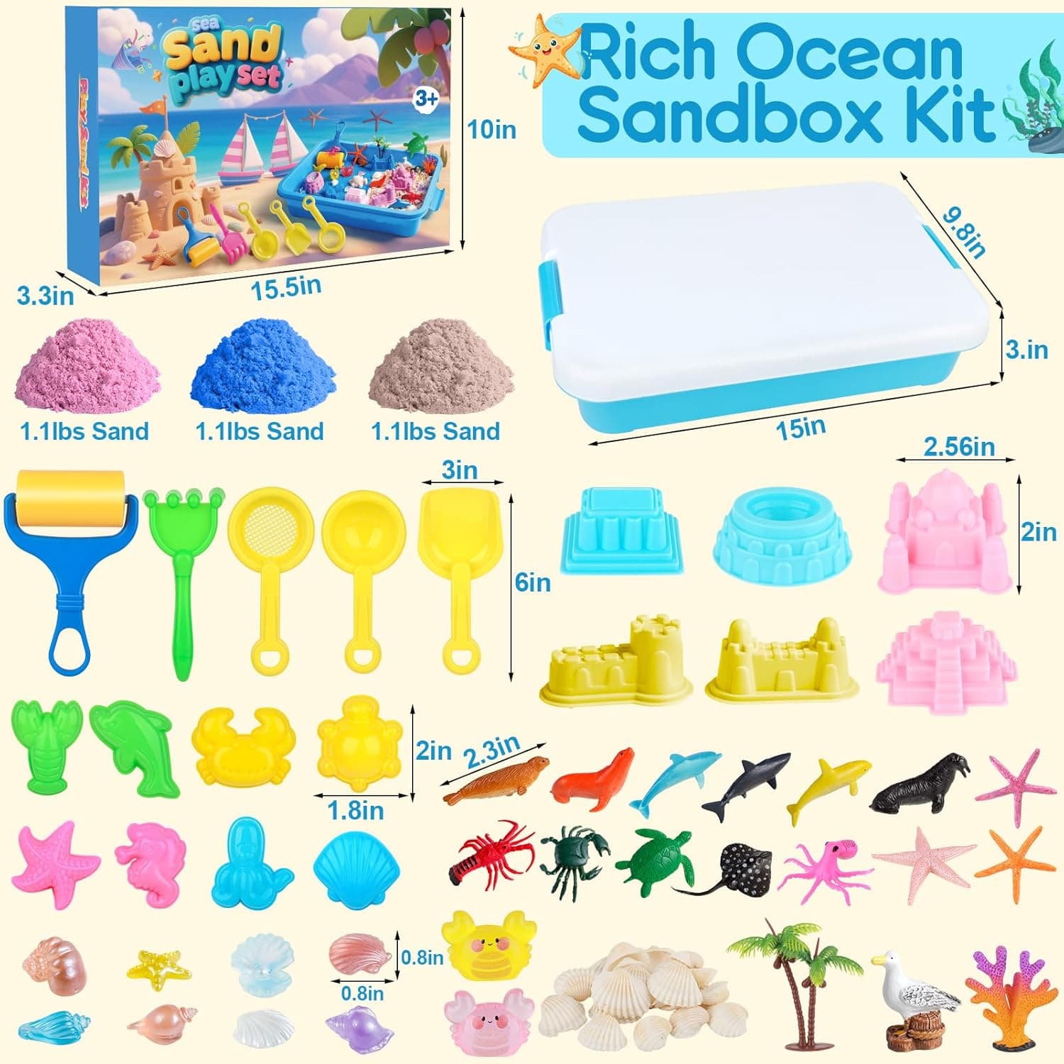 Ocean Sensory Bin with Play Sand & Animal Molds thumbnail 2