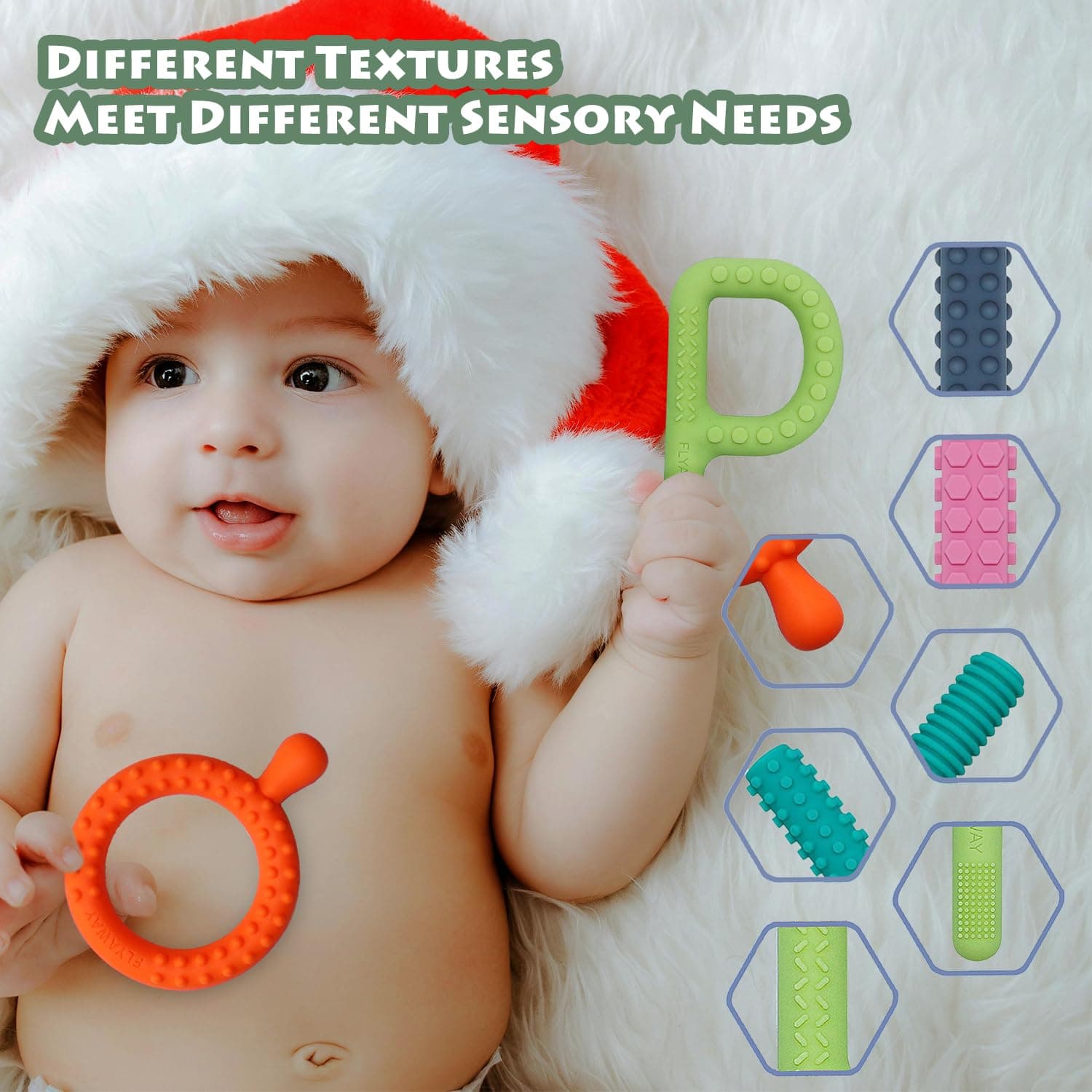 Sensory Chew Teething Toys for Babies (5 Pack) thumbnail 4