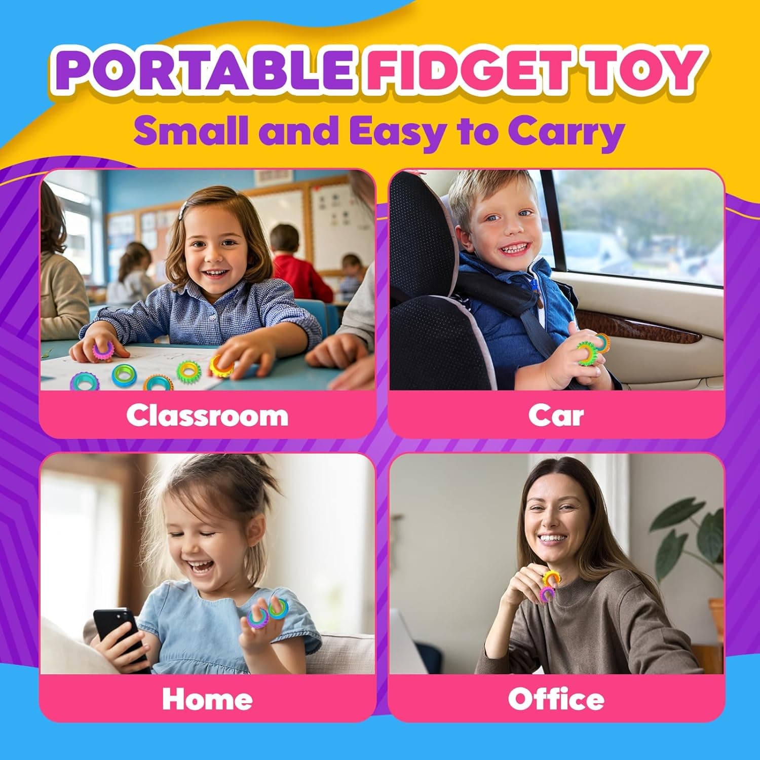 Fidget Sensory Rings for Kids (12 Pack) thumbnail 5