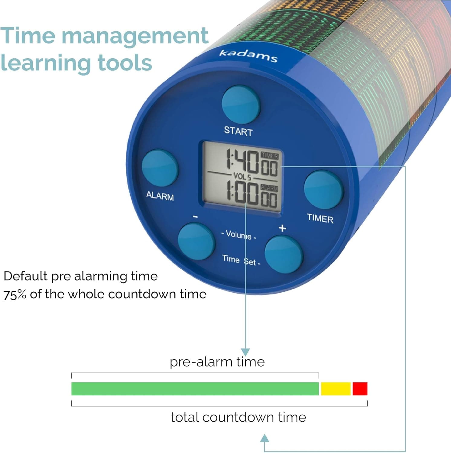 KADAMS Visual Timer for Kids with Traffic Light Alarm thumbnail 3
