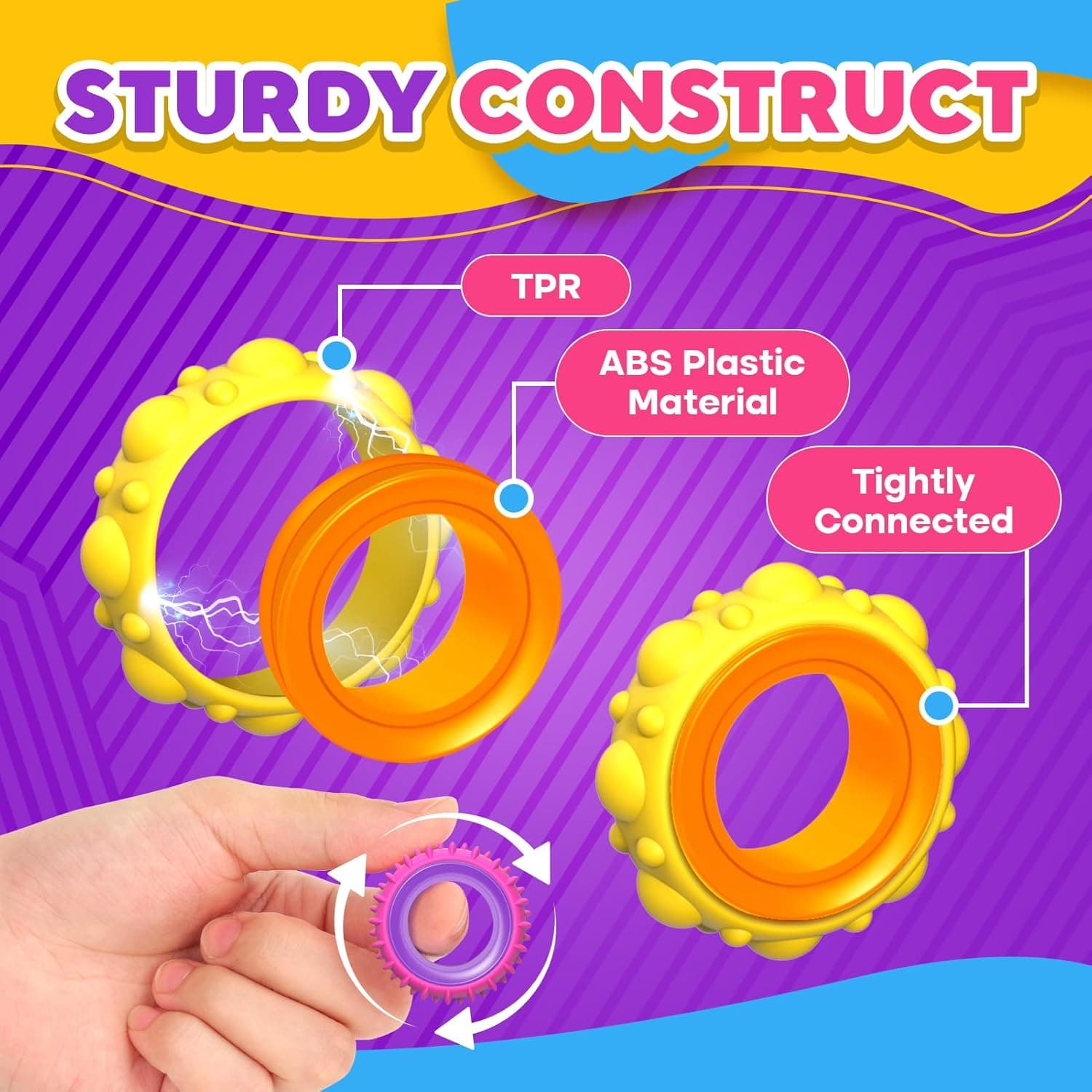 Fidget Sensory Rings for Kids (12 Pack) thumbnail 3