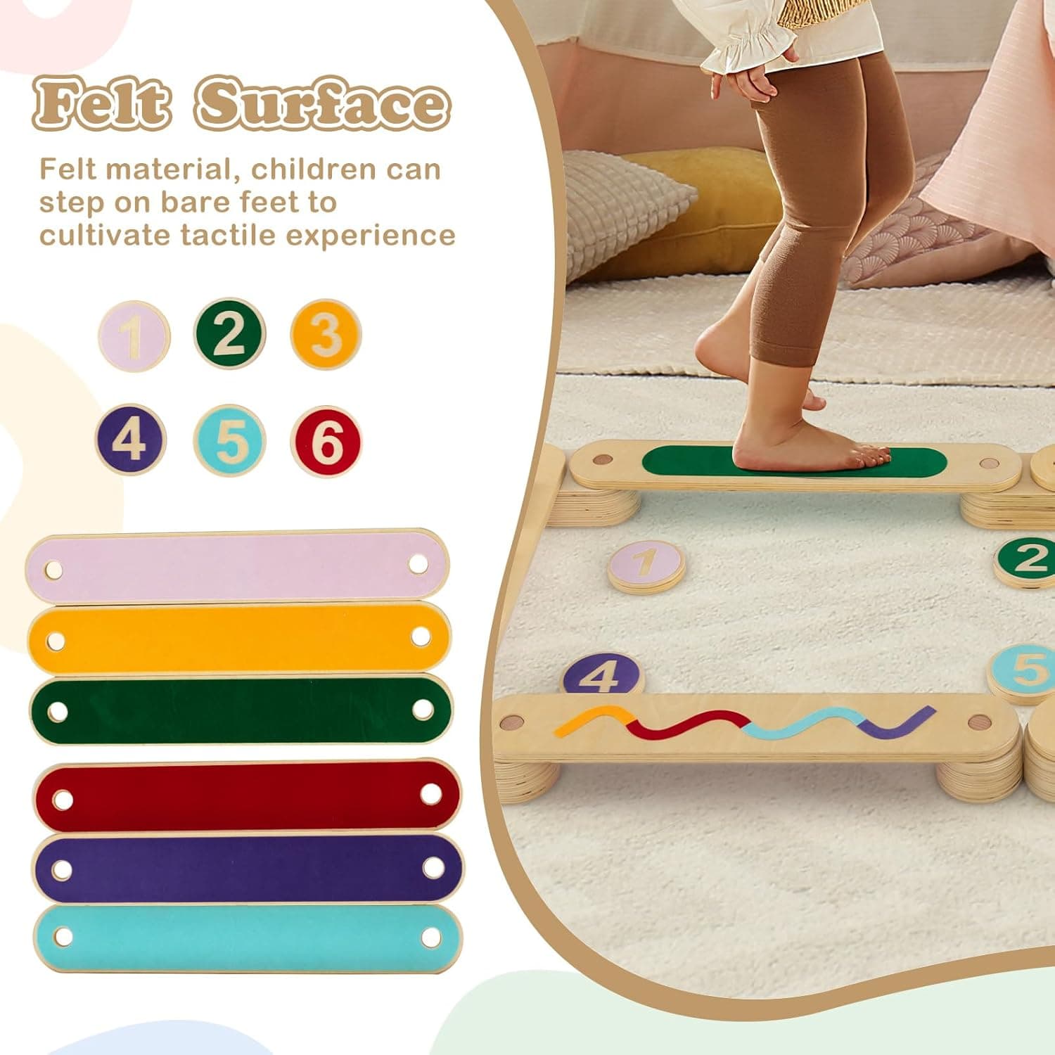 INFANS Wooden Balance Beam Stepping Stones (12 Piece) thumbnail 3