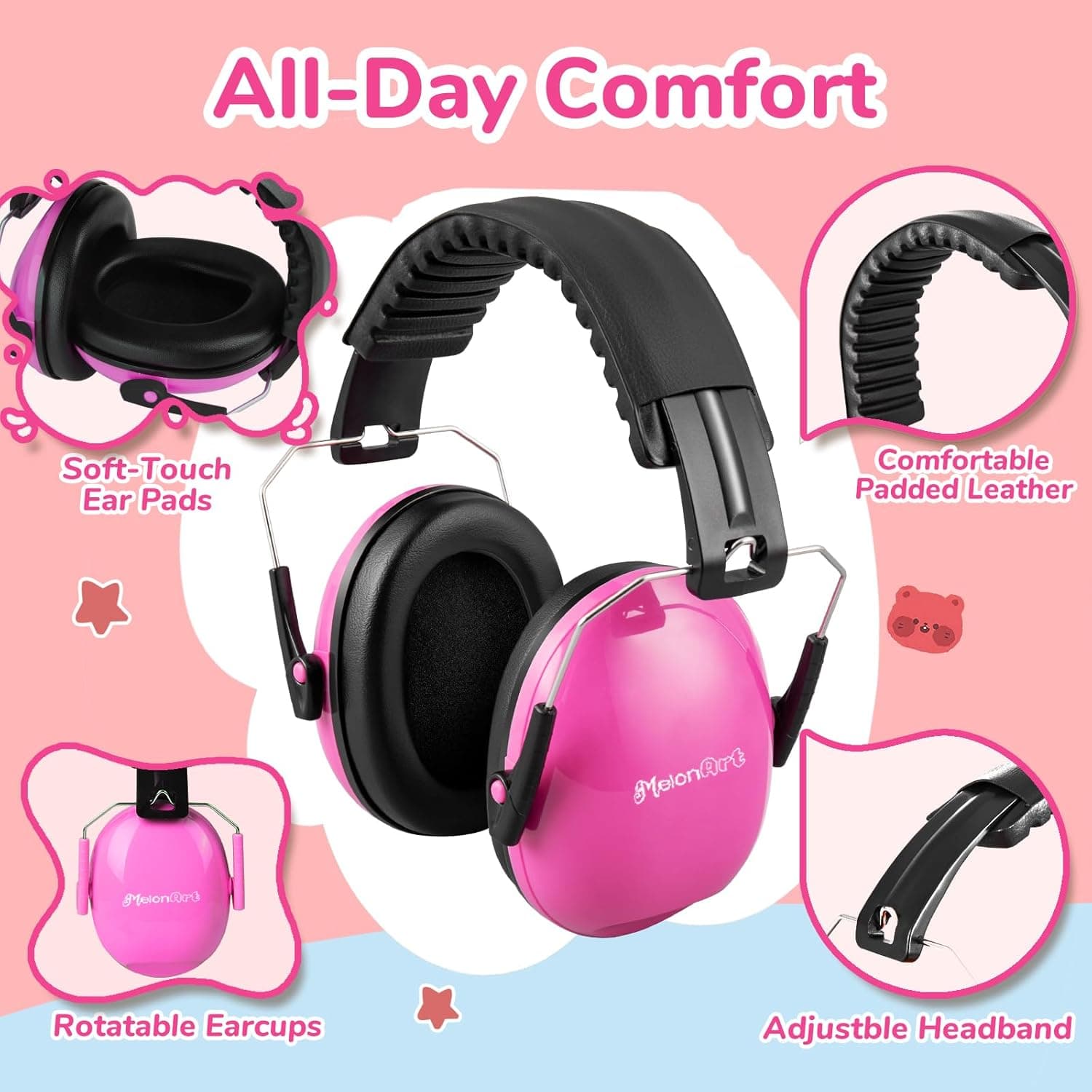 MelonArt Kids Ear Protection Noise Cancelling Earmuffs thumbnail 3