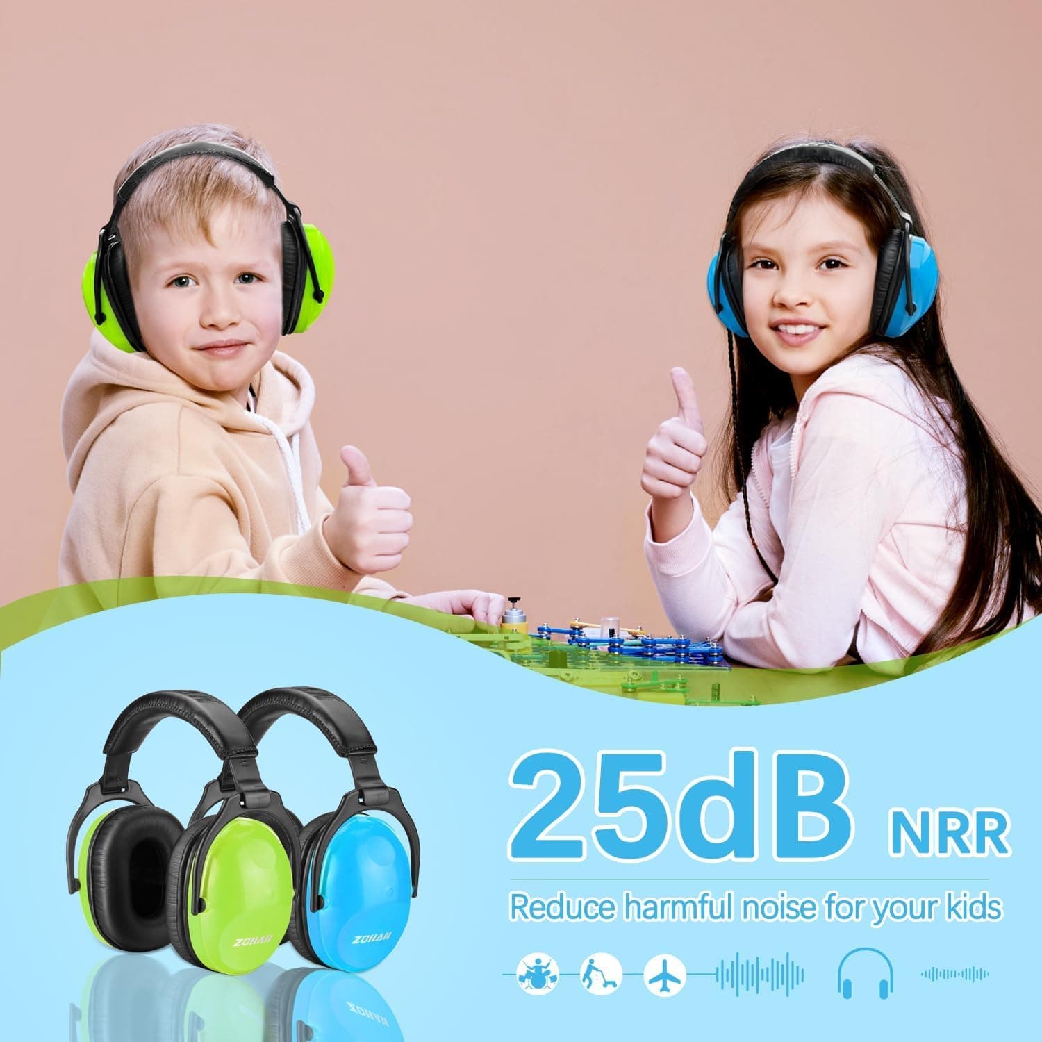 ZOHAN Kids Noise Cancelling Headphones (2 Pack) thumbnail 5