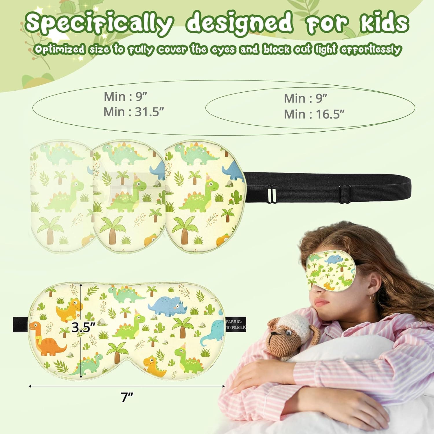 Kids Sleep Mask — 100% Pure Silk with Adjustable Strap thumbnail 4