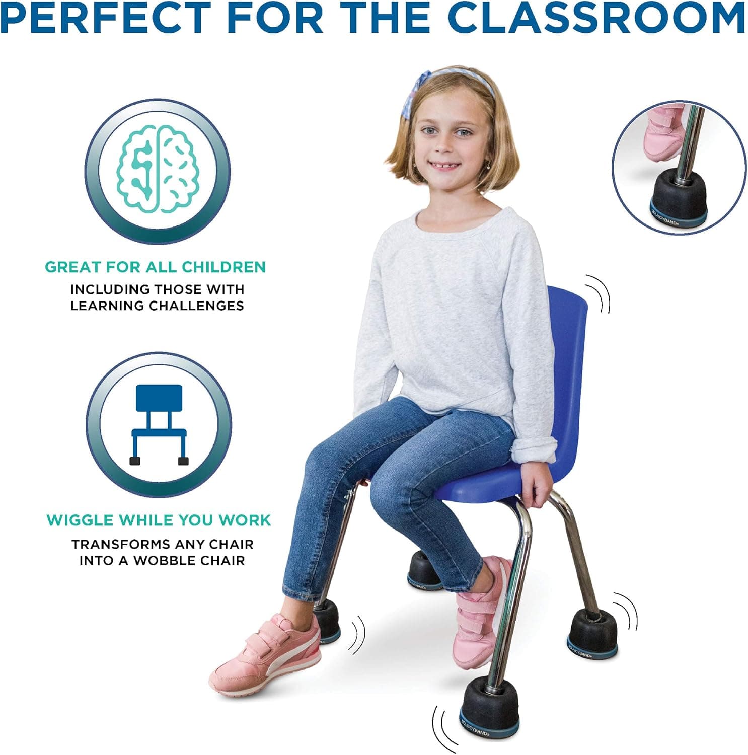 Bouncyband Wiggle Wobble Chair Feet for Classroom thumbnail 4