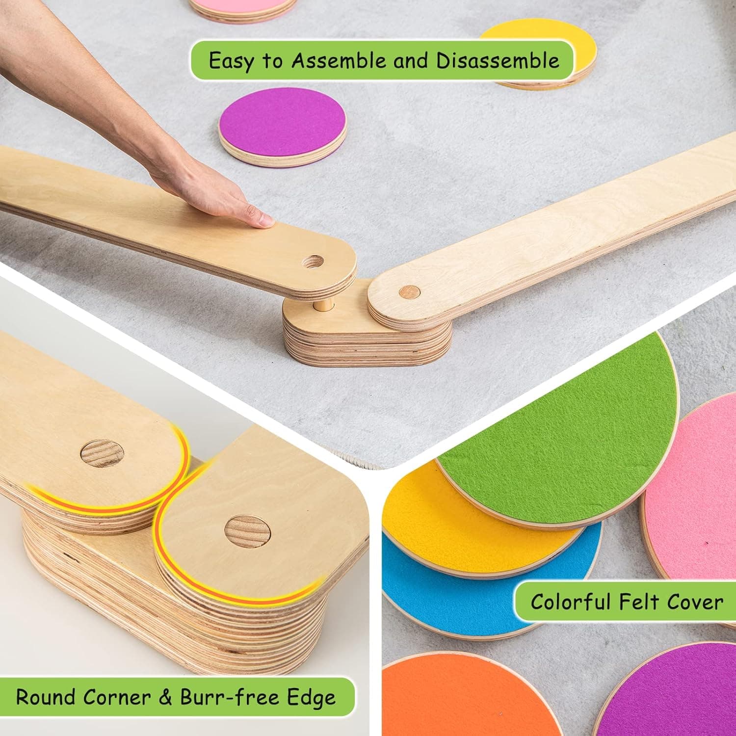 HONEY JOY Wooden Balance Beam & Stepping Stones thumbnail 3