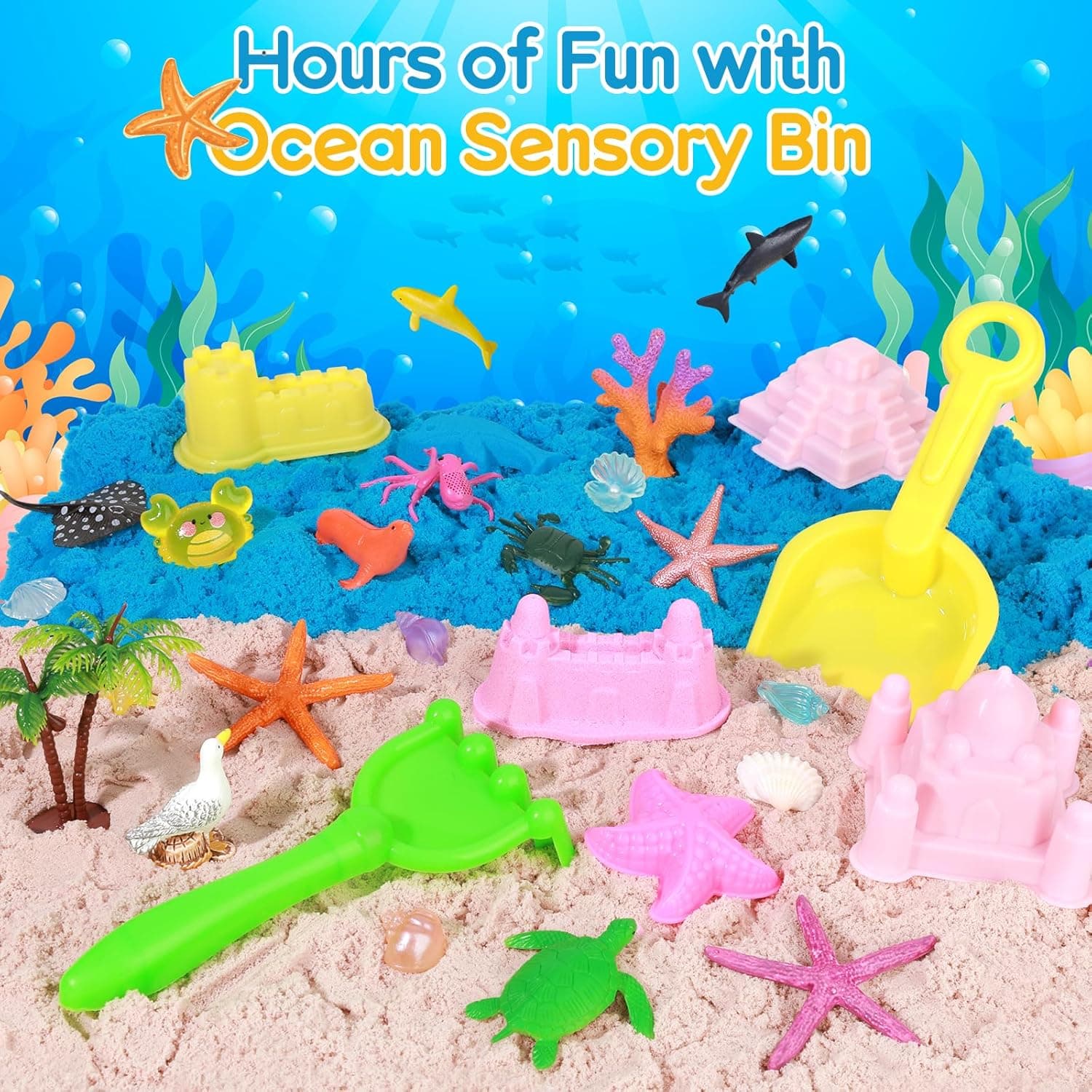 Ocean Sensory Bin with Play Sand & Animal Molds thumbnail 5
