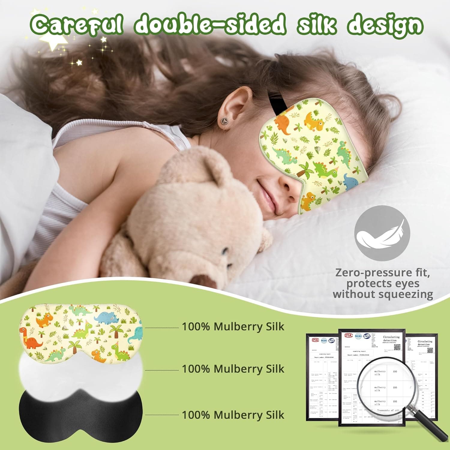 Kids Sleep Mask — 100% Pure Silk with Adjustable Strap thumbnail 2