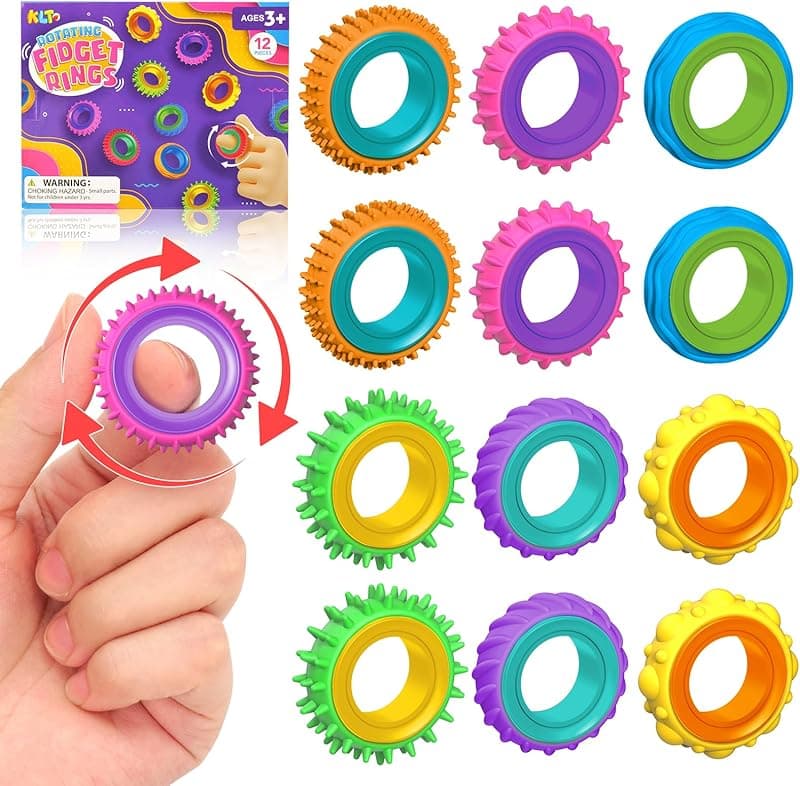 Fidget Sensory Rings for Kids (12 Pack)