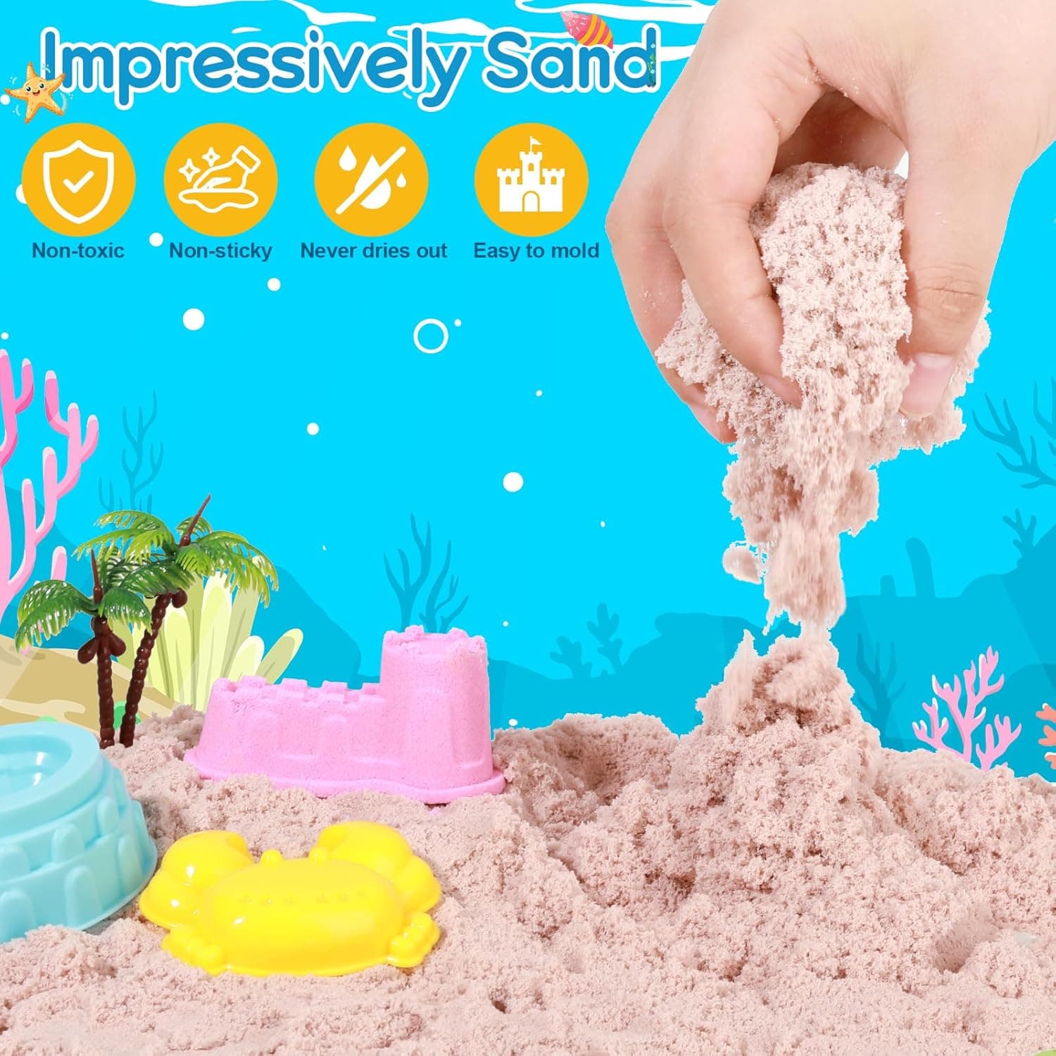 Ocean Sensory Bin with Play Sand & Animal Molds thumbnail 3