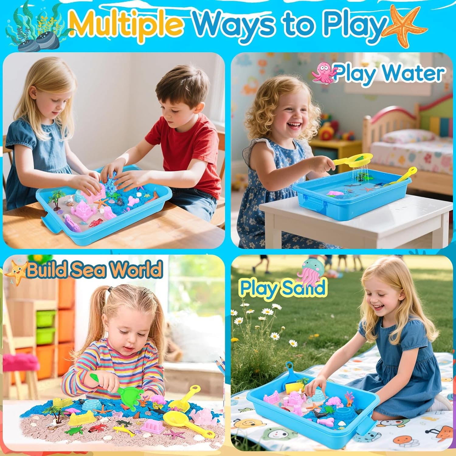 Ocean Sensory Bin with Play Sand & Animal Molds thumbnail 4