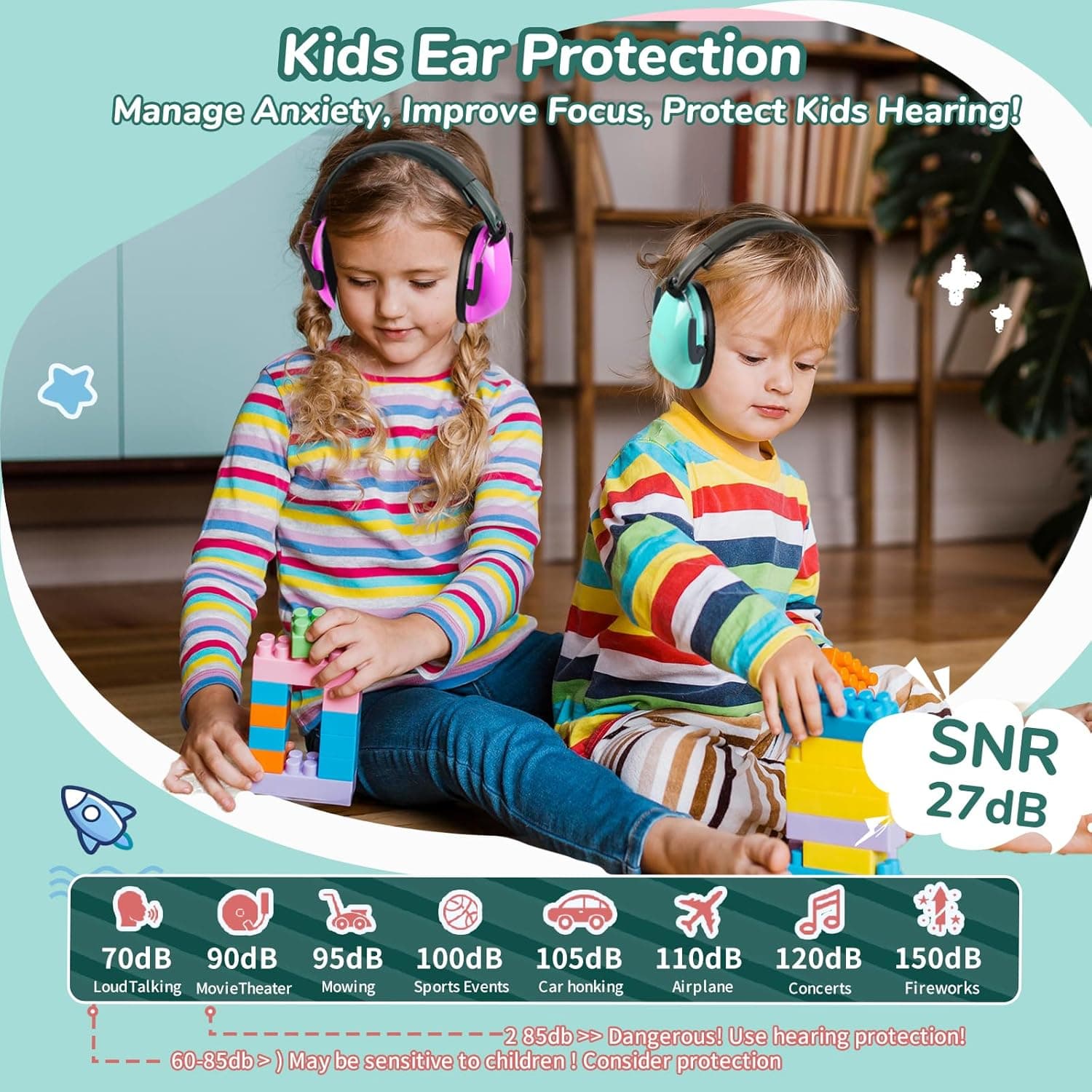 MelonArt Kids Ear Protection Noise Cancelling Earmuffs thumbnail 2